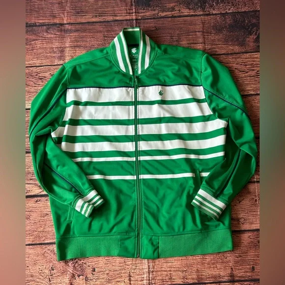 Rocawear Classic Track Jacket Green White Stripe Full Zip Mens XXXL